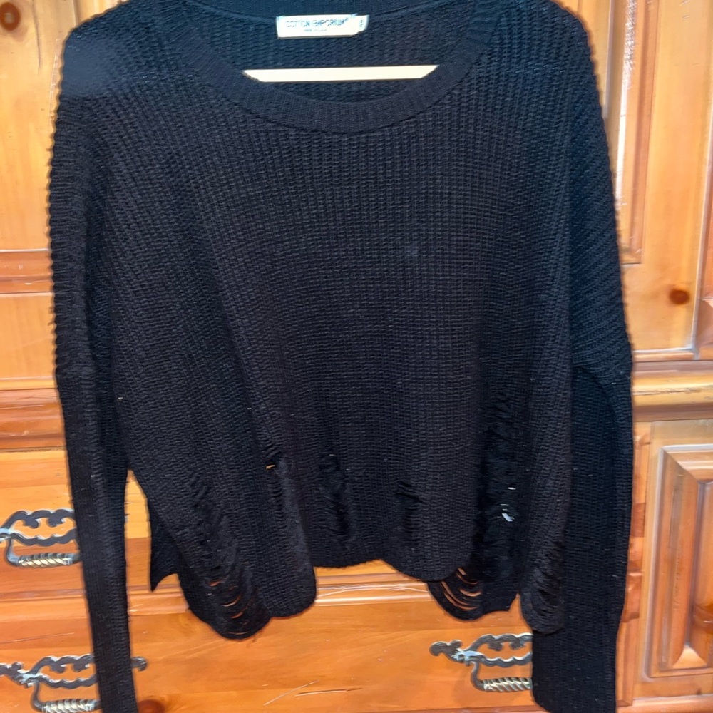 Ripped black sweater, size XS from Nordstrom